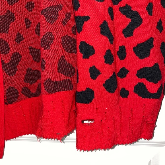 Long Red Leopard Cardigan - Picture 5 of 13